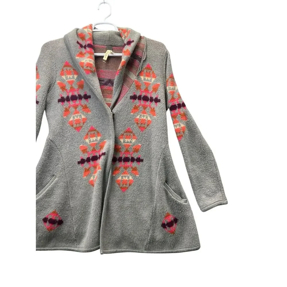 Free People We The Free Navajo Aztec Cardigan Wool Sweater Jacket Sz M - Picture 6 of 16